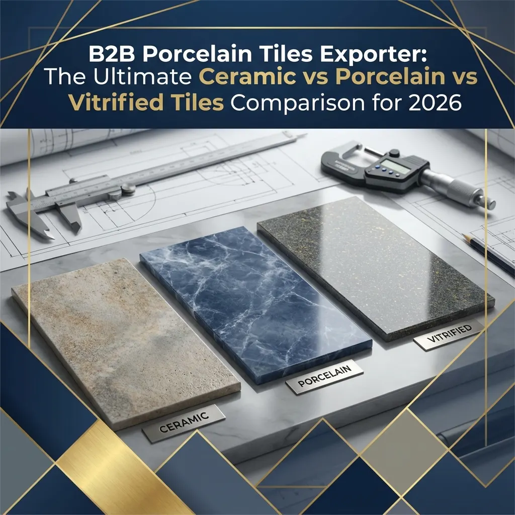 B2B Porcelain Tiles Exporter: The Ultimate Ceramic vs Porcelain vs Vitrified Tiles Comparison for 2026